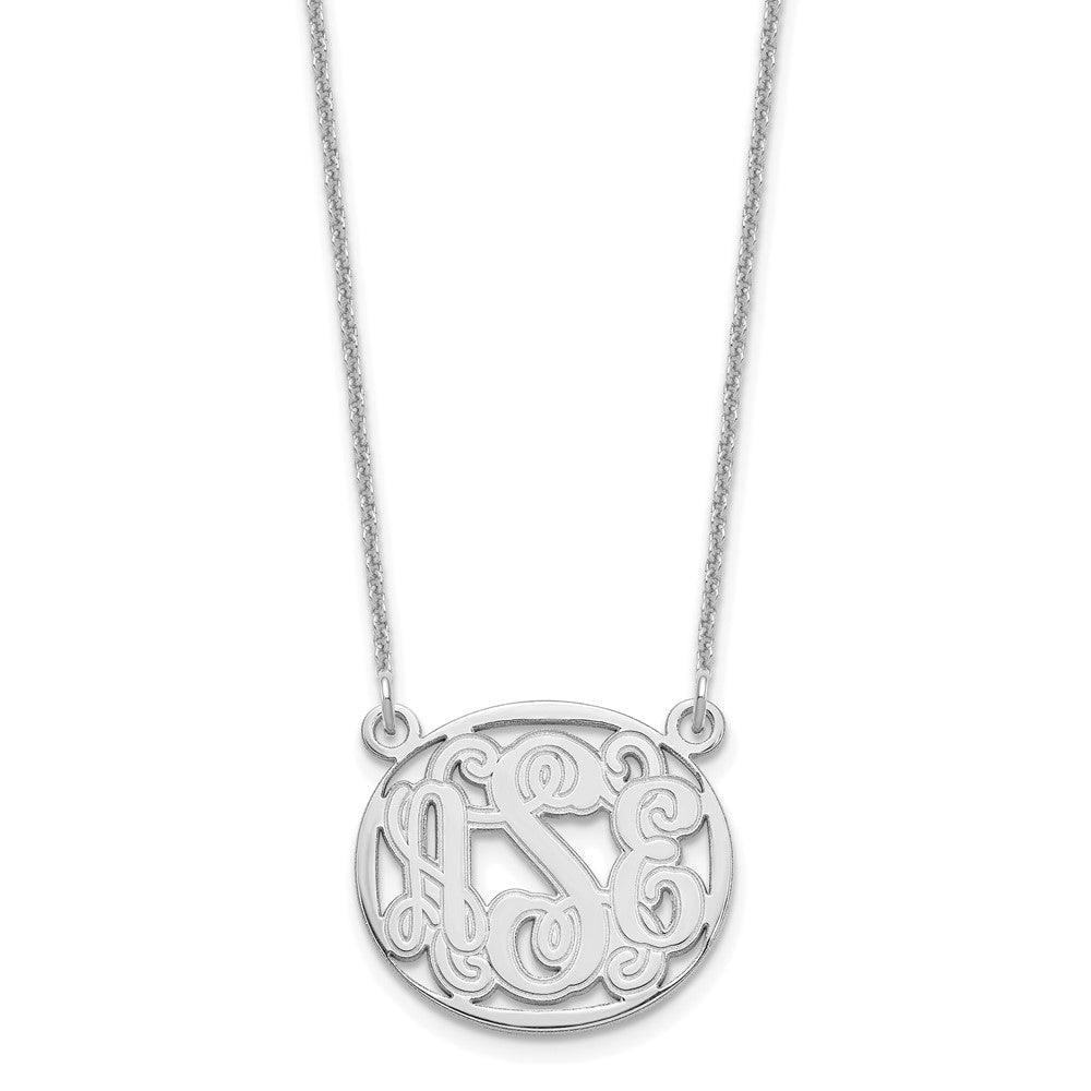 14K Weißgold Geätzt Oval Monogramm Halskette