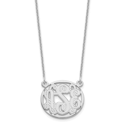 14K Weißgold Geätzt Oval Monogramm Halskette