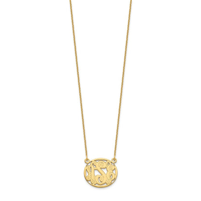 14K Gelbgold Geätzt Oval Monogramm Halskette