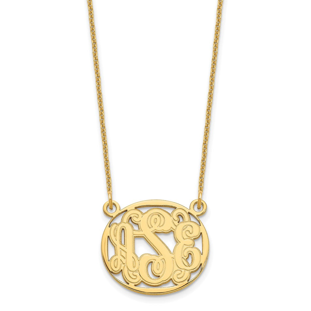 14K Gelbgold Geätzt Oval Monogramm Halskette
