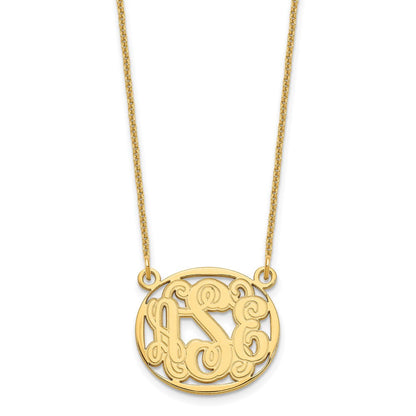14K Gelbgold Geätzt Oval Monogramm Halskette