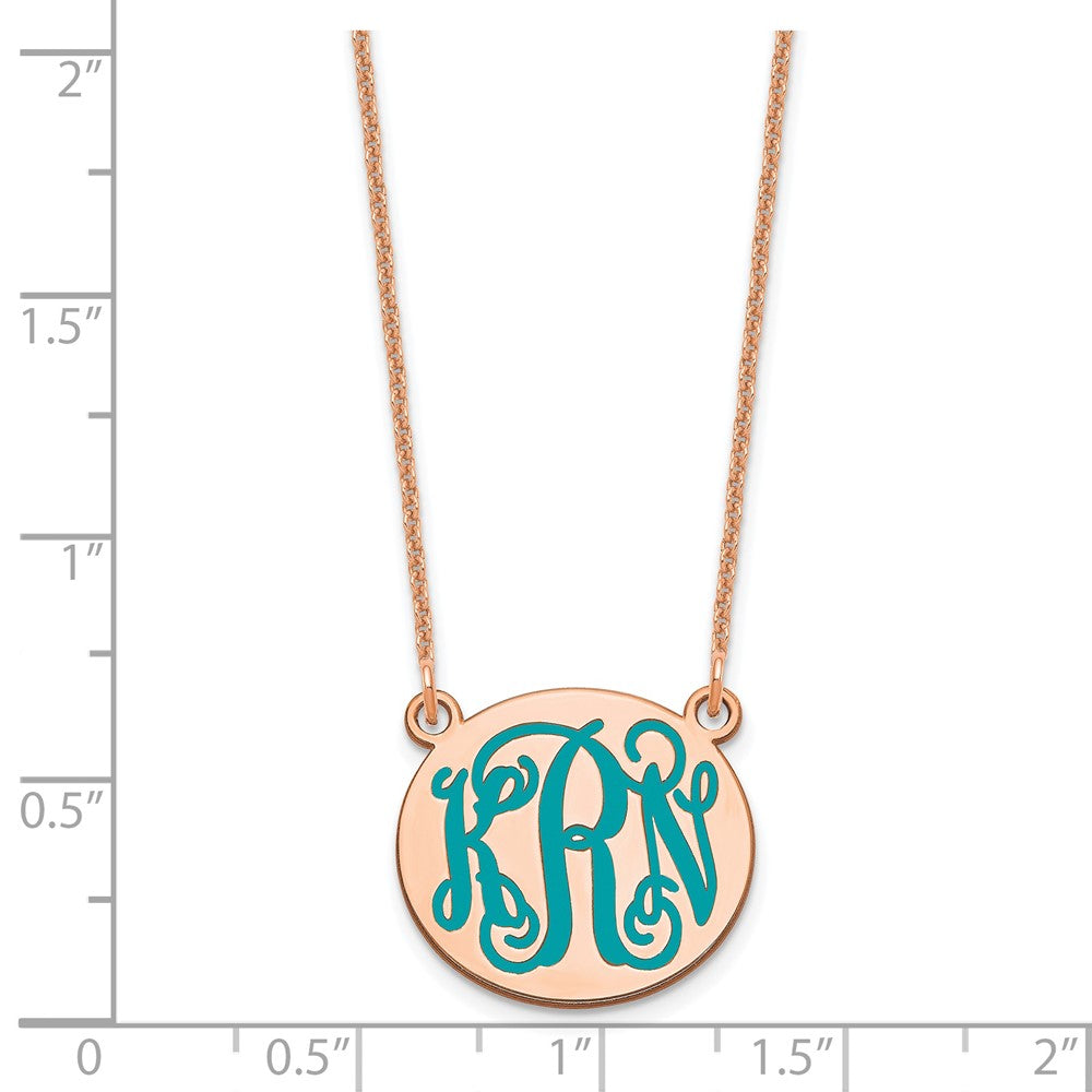 14K Roségold Klein Rund Epoxid Monogramm Halskette
