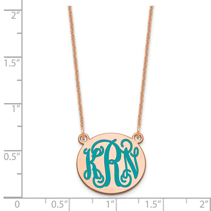 14K Roségold Klein Rund Epoxid Monogramm Halskette