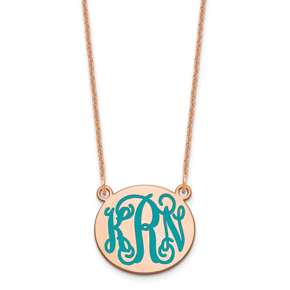 14K Roségold Klein Rund Epoxid Monogramm Halskette