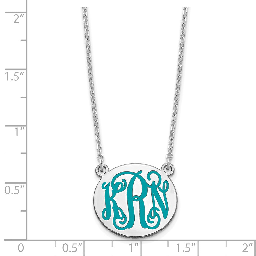 Sterlingsilber Rhodiniert Klein Rund Epoxid Monogramm Halskette