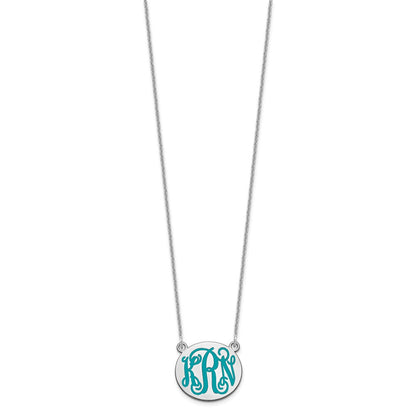14K Weißgold Klein Rund Epoxid Monogramm Halskette
