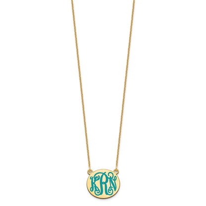 14K Gelbgold Klein Rund Epoxid Monogramm Halskette