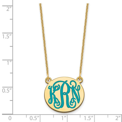 14K Gelbgold Klein Rund Epoxid Monogramm Halskette