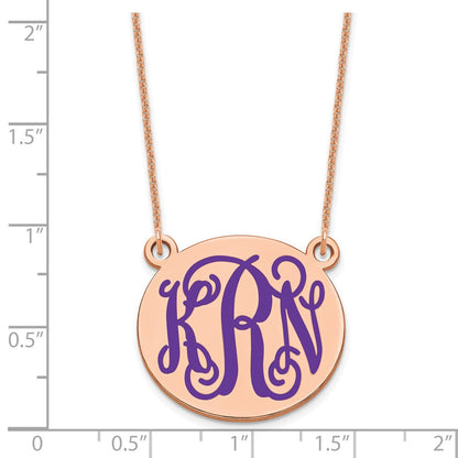 14K Roségold Mittel Rund Epoxid Monogramm Halskette