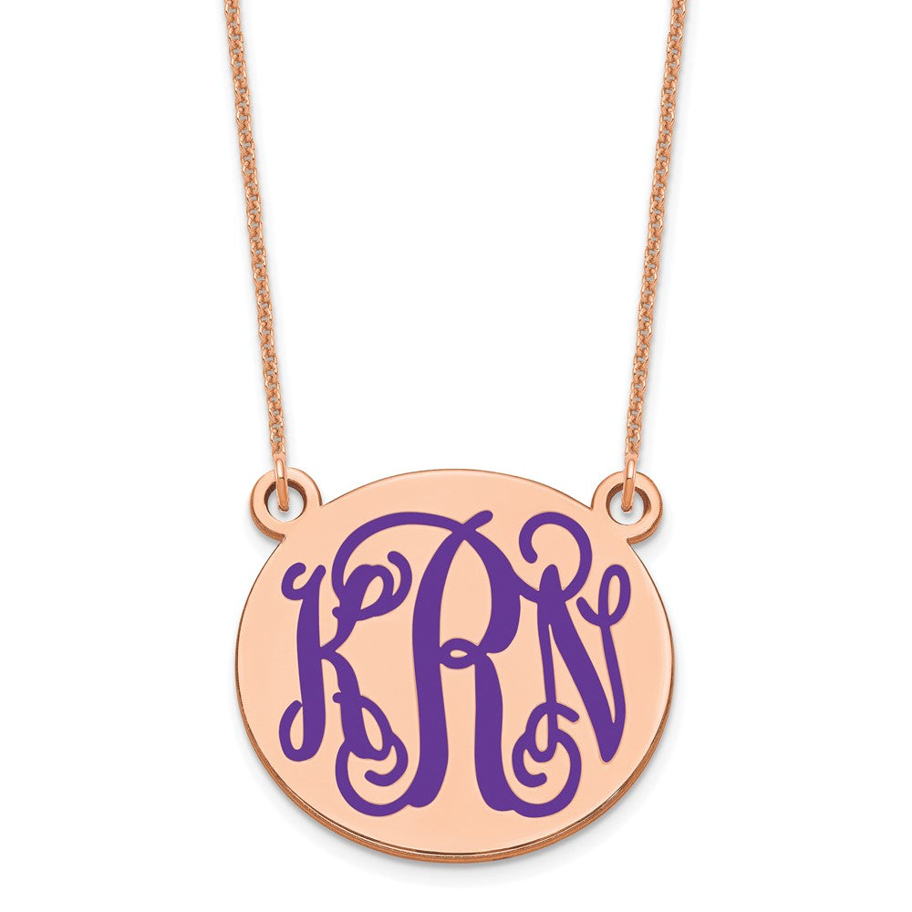 14K Roségold Mittel Rund Epoxid Monogramm Halskette