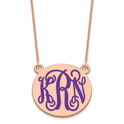 14K Roségold Mittel Rund Epoxid Monogramm Halskette