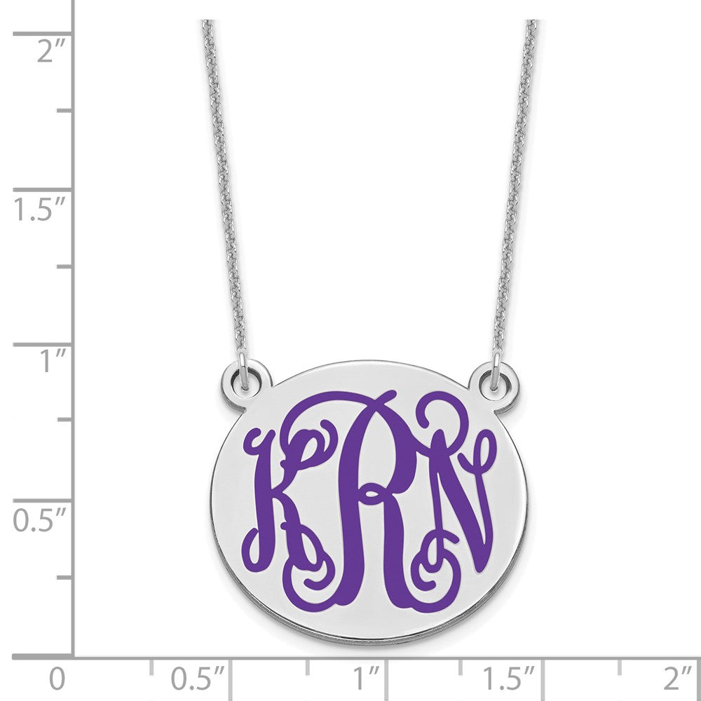 14K Weißgold Mittel Rund Epoxid Monogramm Halskette