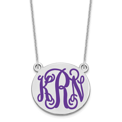 14K Weißgold Mittel Rund Epoxid Monogramm Halskette