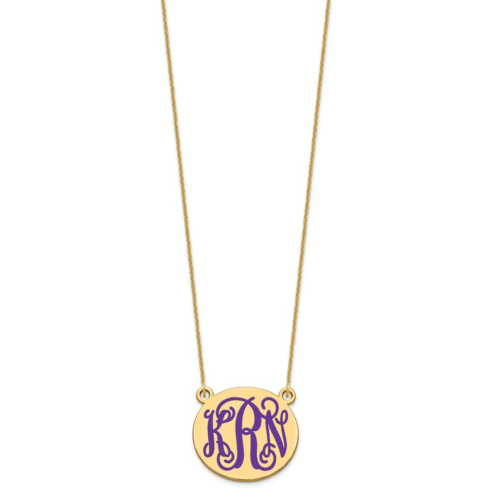 14K Gelbgold Mittel Rund Epoxid Monogramm Halskette