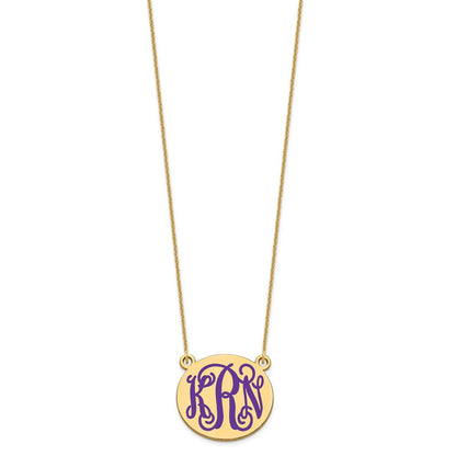 14K Gelbgold Mittel Rund Epoxid Monogramm Halskette