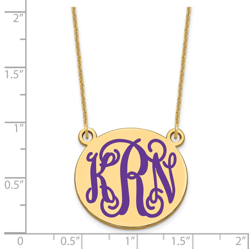 14K Gelbgold Mittel Rund Epoxid Monogramm Halskette
