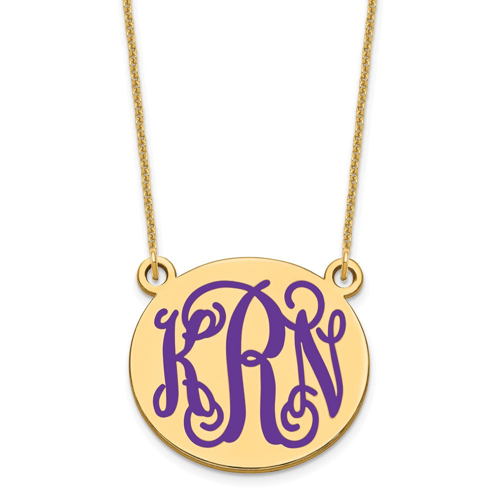 14K Gelbgold Mittel Rund Epoxid Monogramm Halskette