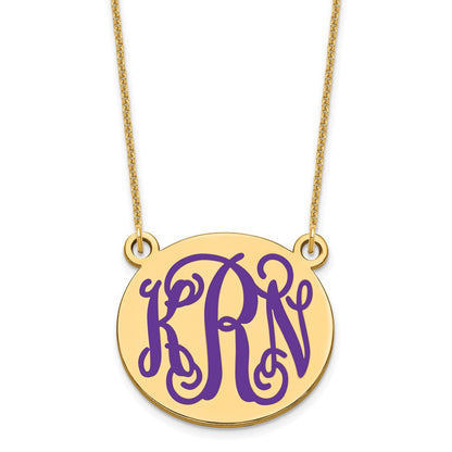 14K Gelbgold Mittel Rund Epoxid Monogramm Halskette