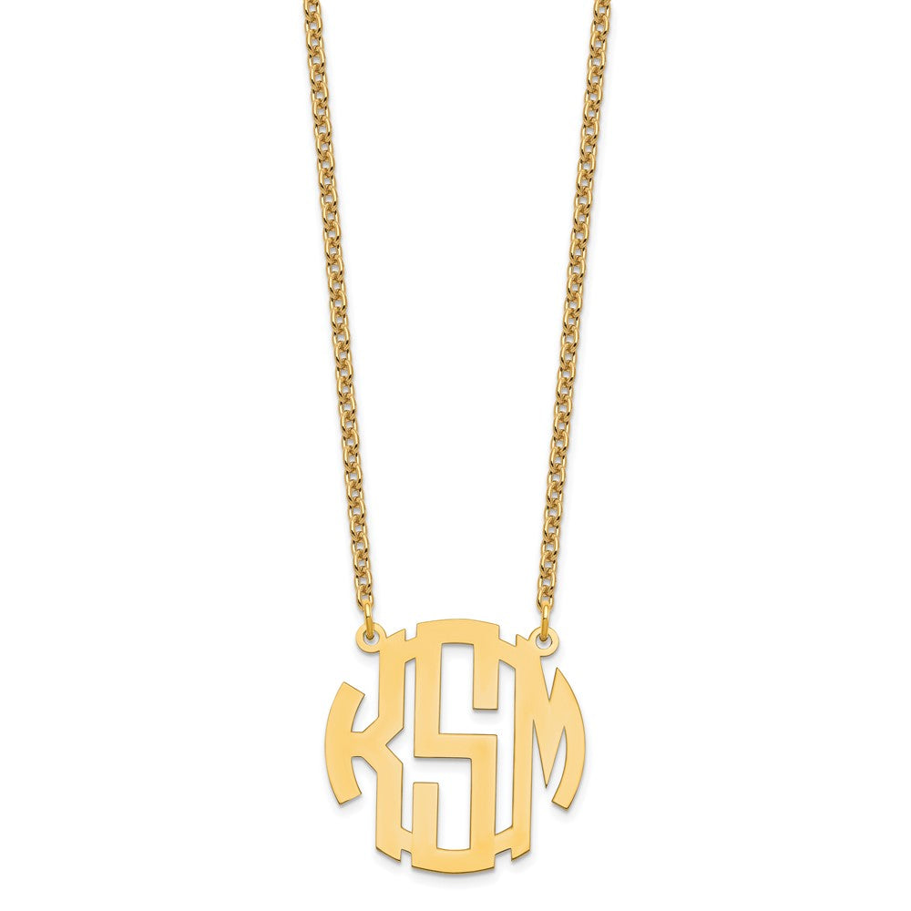 Vergoldet Sterlingsilber /gold Klein Rund Monogramm Halskette