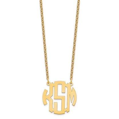 Vergoldet Sterlingsilber /gold Klein Rund Monogramm Halskette