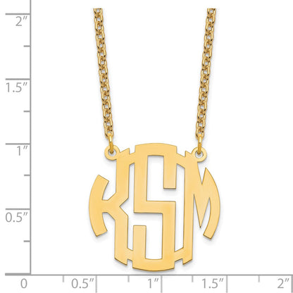 Vergoldet Sterlingsilber /gold Klein Rund Monogramm Halskette