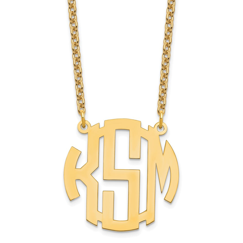 Vergoldet Sterlingsilber /gold Klein Rund Monogramm Halskette