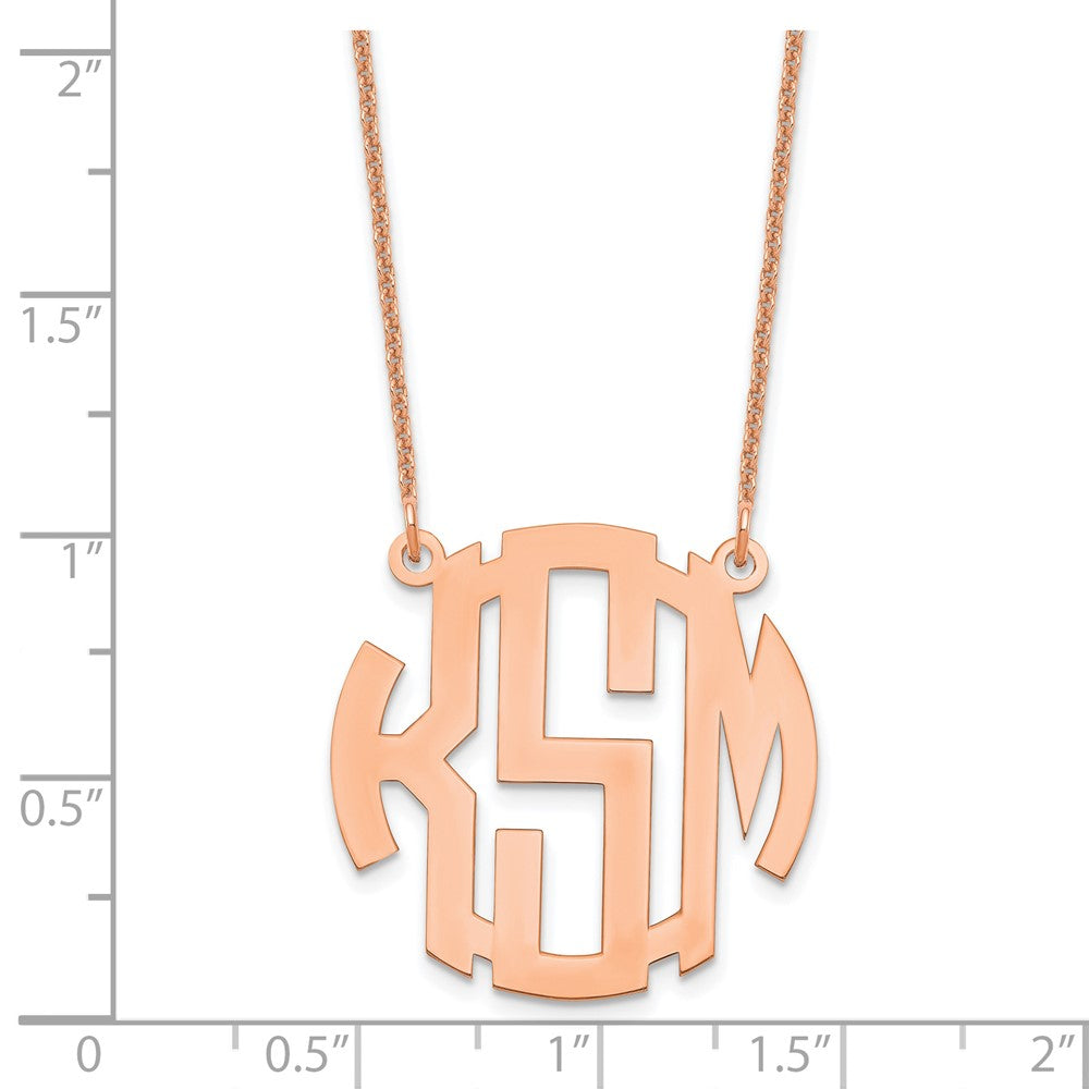 14K Roségold Klein Rund Monogramm Halskette