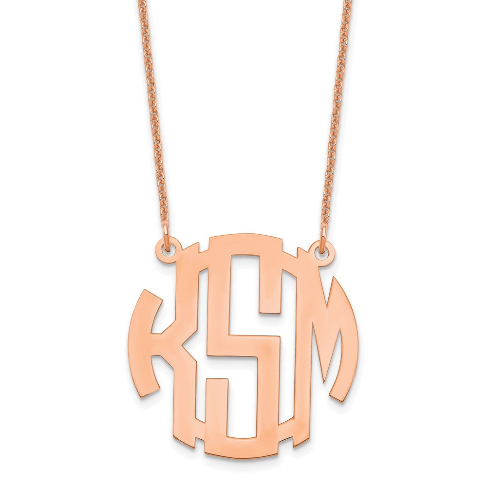 14K Roségold Klein Rund Monogramm Halskette