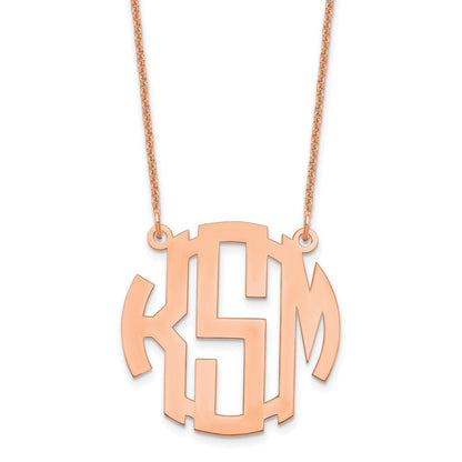 14K Roségold Klein Rund Monogramm Halskette