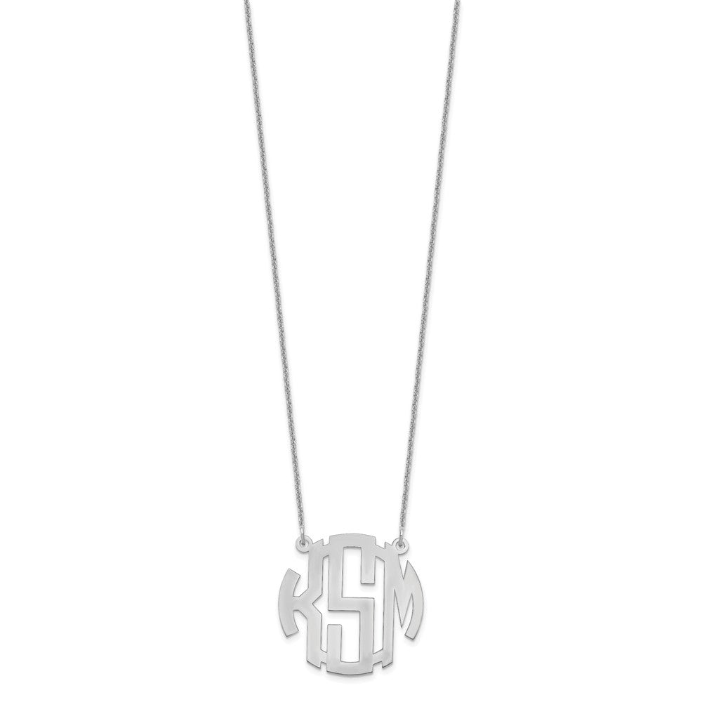 14K Weißgold Klein Rund Monogramm Halskette