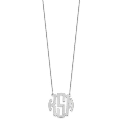 14K Weißgold Klein Rund Monogramm Halskette