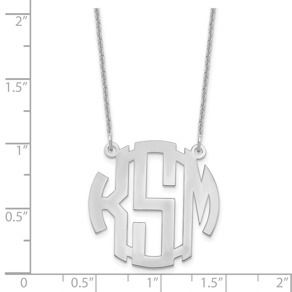 14K Weißgold Klein Rund Monogramm Halskette