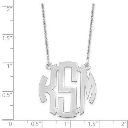 14K Weißgold Klein Rund Monogramm Halskette
