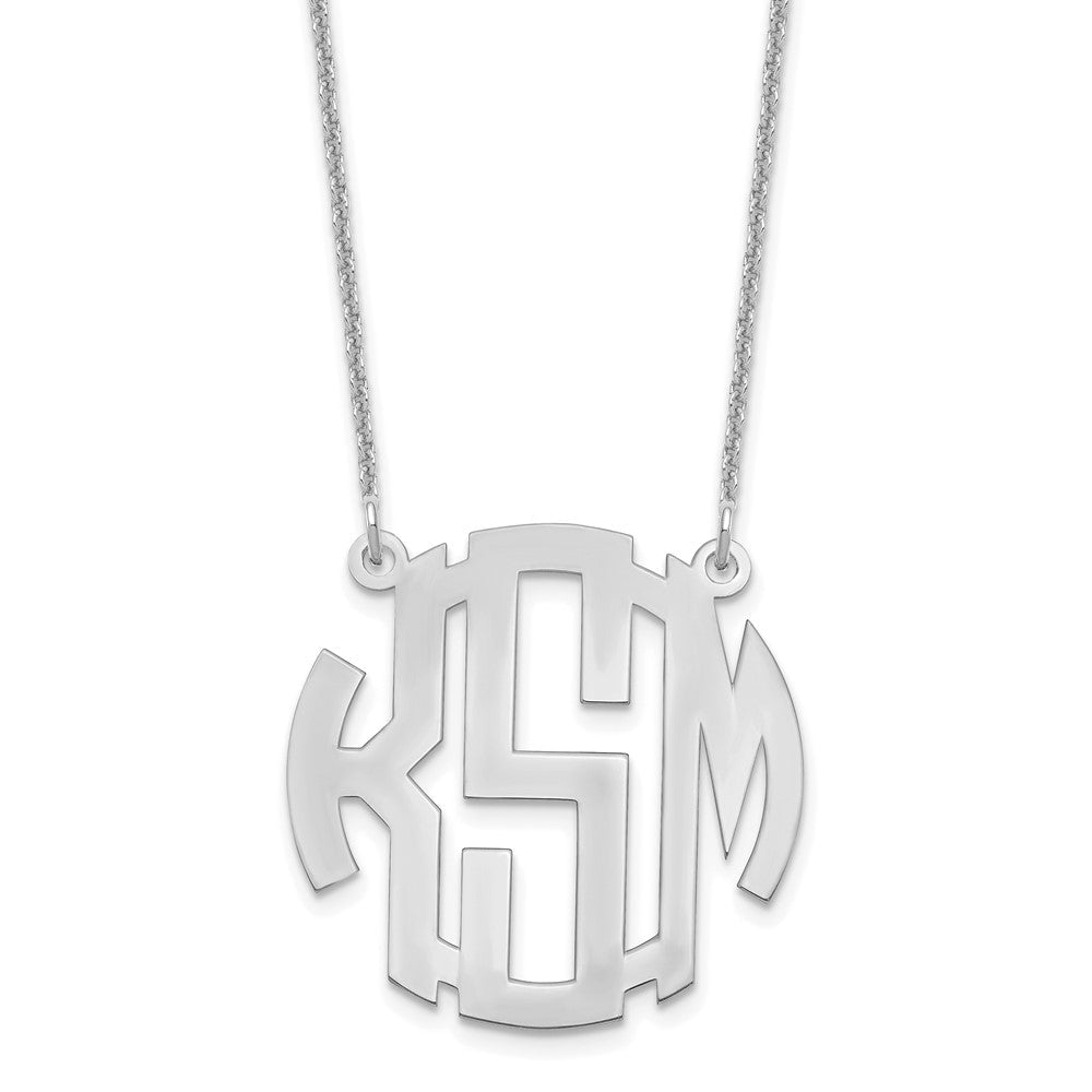 14K Weißgold Klein Rund Monogramm Halskette