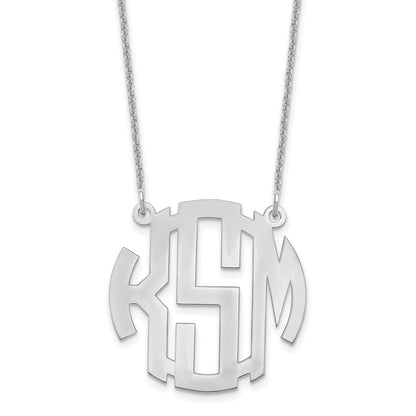 14K Weißgold Klein Rund Monogramm Halskette