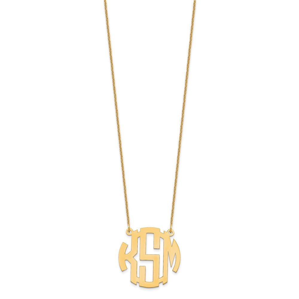 14K Gelbgold Klein Rund Monogramm Halskette