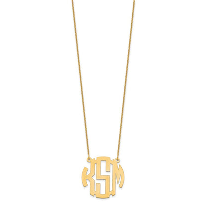 14K Gelbgold Klein Rund Monogramm Halskette