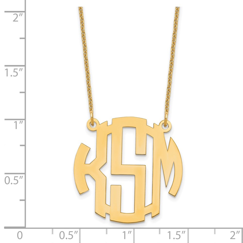 14K Gelbgold Klein Rund Monogramm Halskette