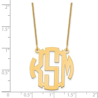 14K Gelbgold Klein Rund Monogramm Halskette
