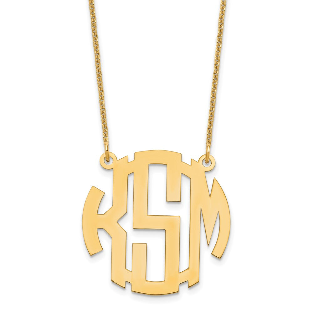 14K Gelbgold Klein Rund Monogramm Halskette