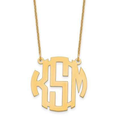 14K Gelbgold Klein Rund Monogramm Halskette
