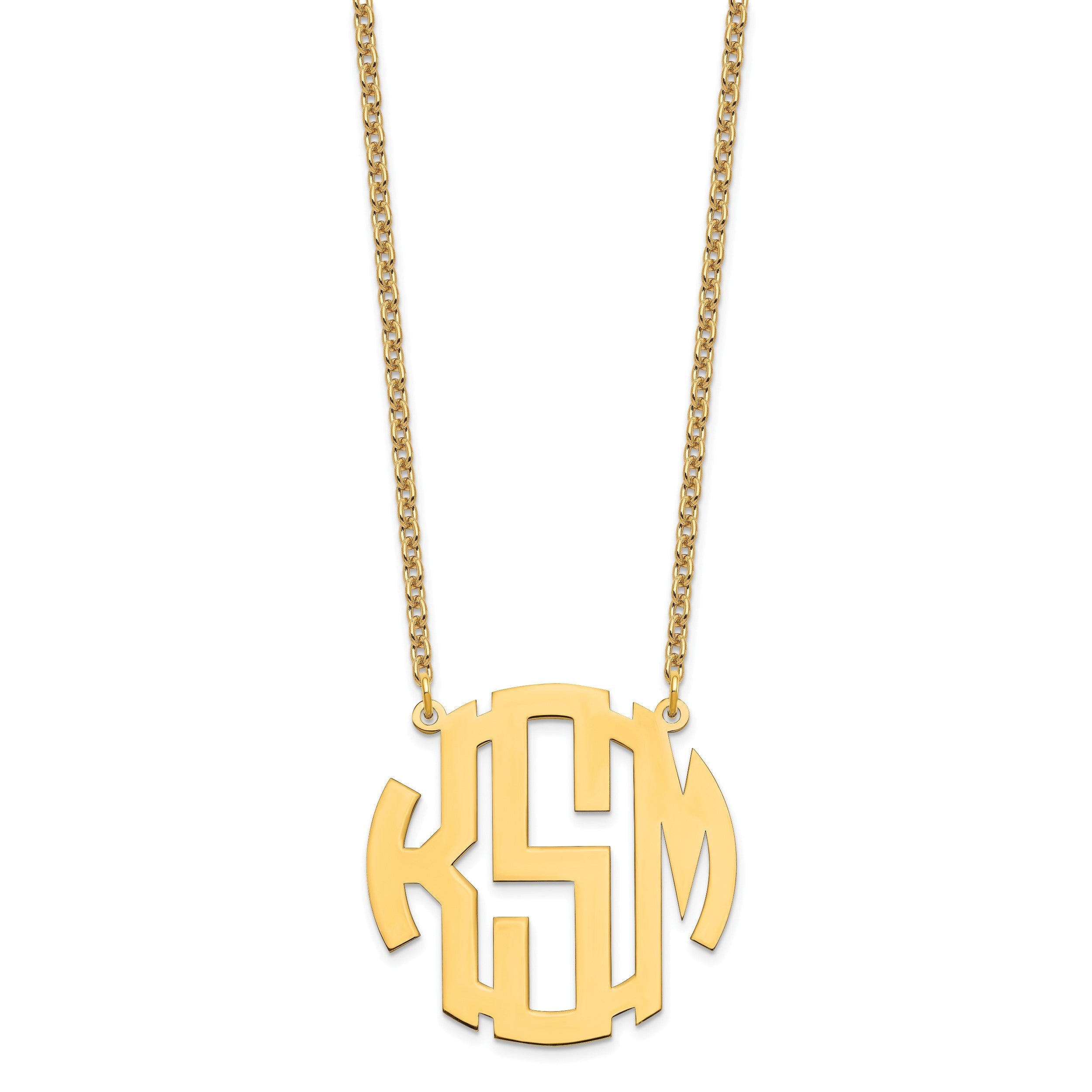 Vergoldet Sterlingsilber /gold Groß Rund Monogramm Halskette