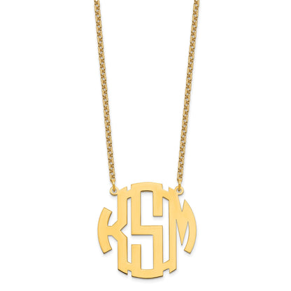 Vergoldet Sterlingsilber /gold Groß Rund Monogramm Halskette