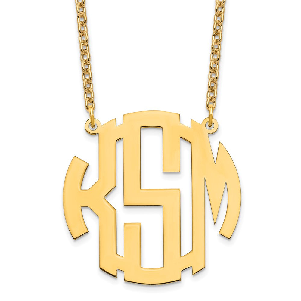 Vergoldet Sterlingsilber /gold Groß Rund Monogramm Halskette