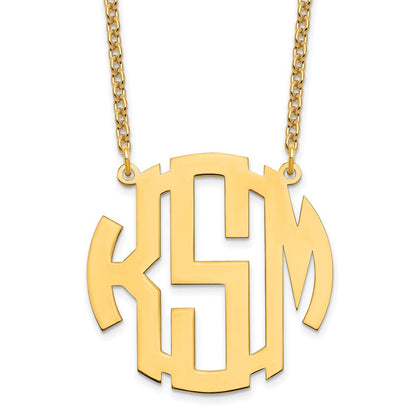 Vergoldet Sterlingsilber /gold Groß Rund Monogramm Halskette