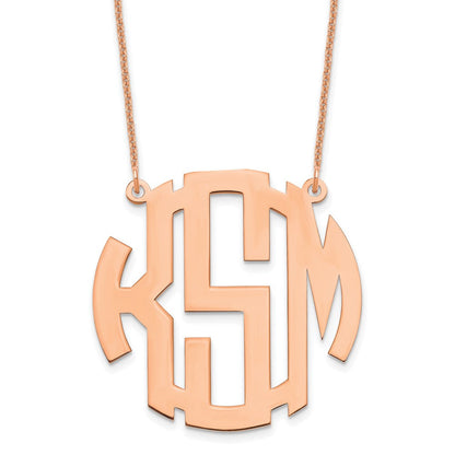 14K Roségold Groß Rund Monogramm Halskette