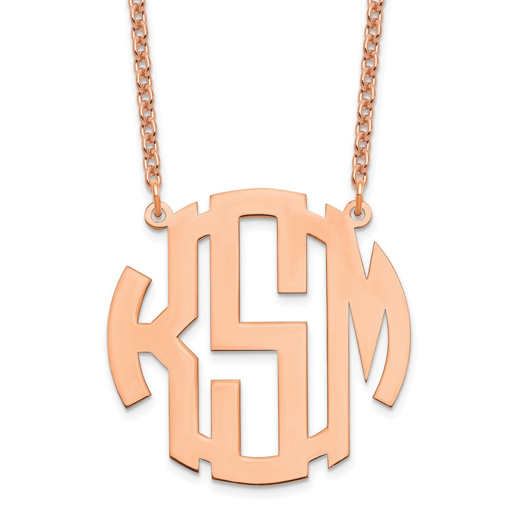 Roségoldbeschichtet Sterlingsilber /rose Rund Monogramm Halskette