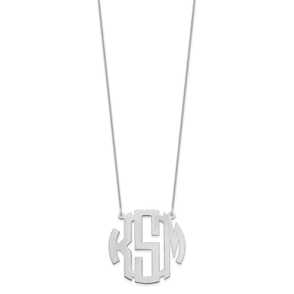 14K Weißgold Rund Monogramm Halskette