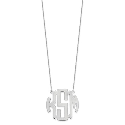 14K Weißgold Rund Monogramm Halskette