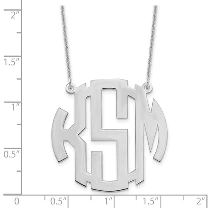 14K Weißgold Rund Monogramm Halskette